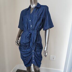 Veronica Beard Hensley Dress Blue Chambrey Shirt Dress Rushed Size 6